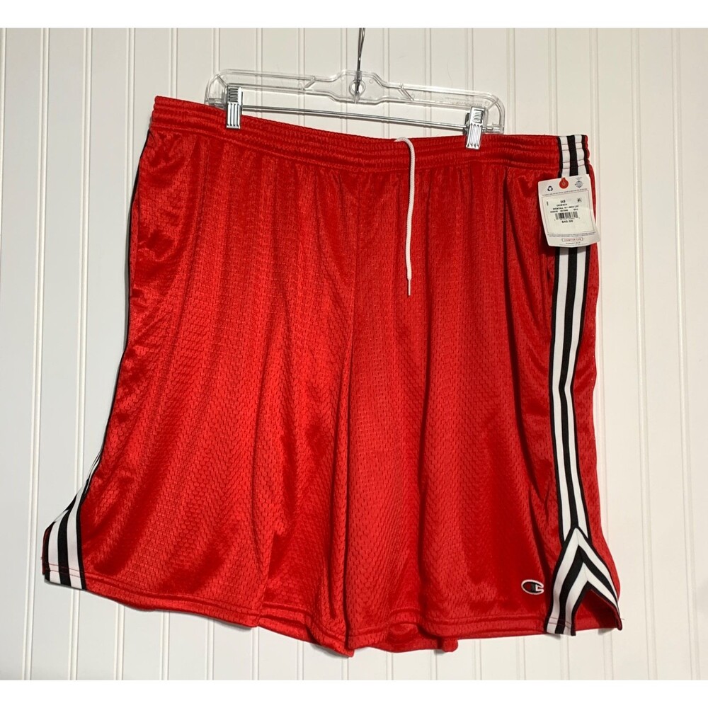 Champion New Men's Red Shorts Size 3XB Big & Tall With Pockets Gym Athletic Mesh